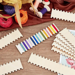 American Elm 10 Piece Wooden Wire Winding Boards 15 Slot MDF Embroidery & Yarn Storage - 2.7mm Thick Craft Supply