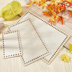 American Elm 3 Piece Rectangle Basket Bottom Set Wooden MDF Bases for Crochet & Knitting Bags