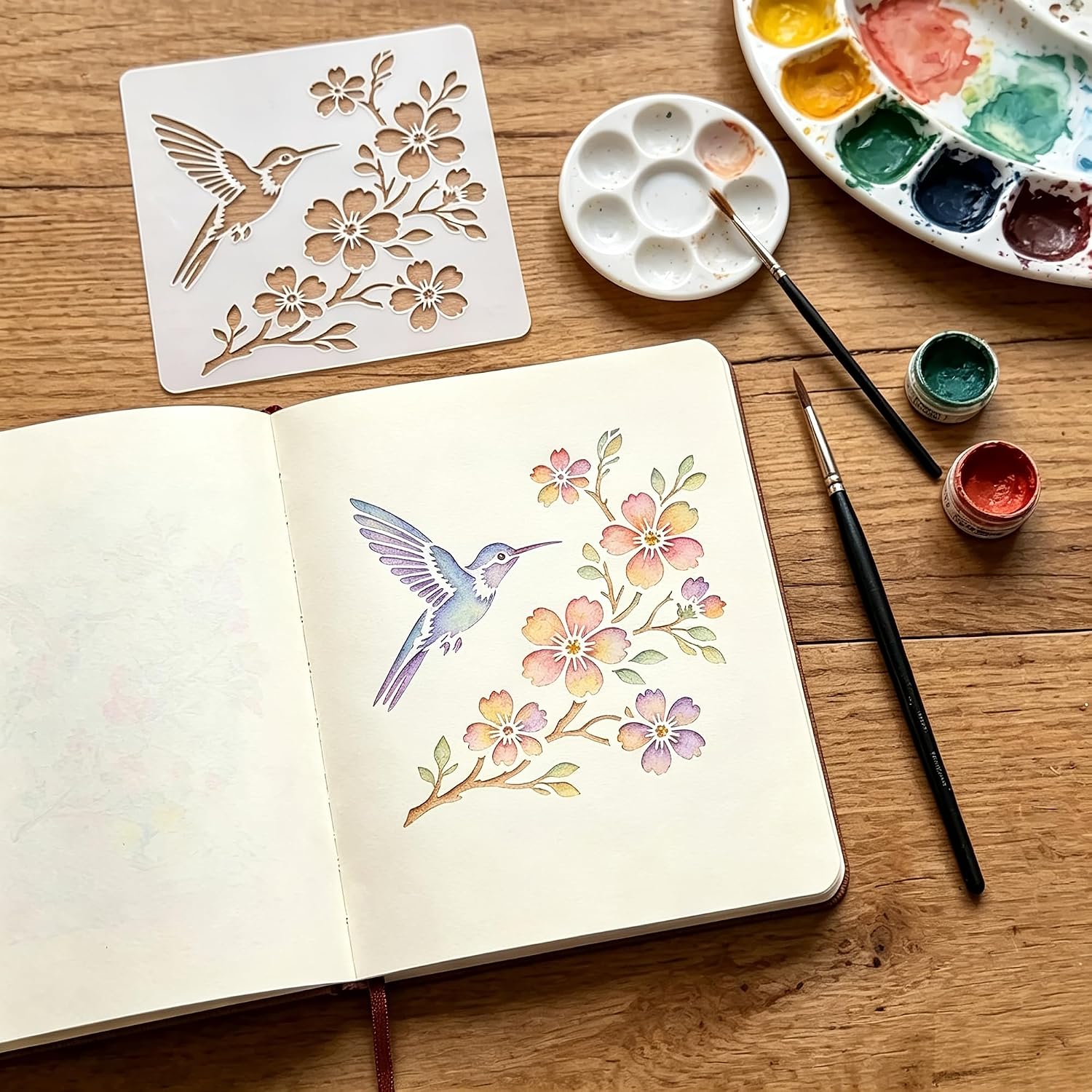 floral bird stencil for furniture painting