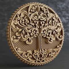 Cliths 6 Layer Tree of Life Mandala Wall Art 3D Wooden Wall Hanging Spiritual Home Decor for Living Room