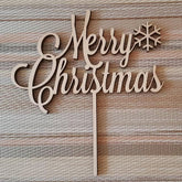 Cliths Pack of 10 Merry Christmas Cake Toppers MDF Wooden Holiday Decor for Xmas Cakes, Centerpieces
