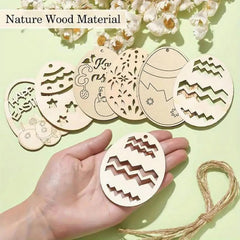 Crafting kit natural timber Easter egg cutouts with twine