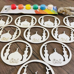 Cliths Paint Your Own Masjid Kit Wooden Eid Decor for Kids DIY Islamic Crafts Ramadan Ornaments Unfinished