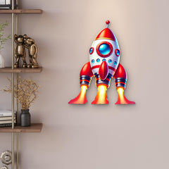 printed mdf space rocket wall art for children's bedroom