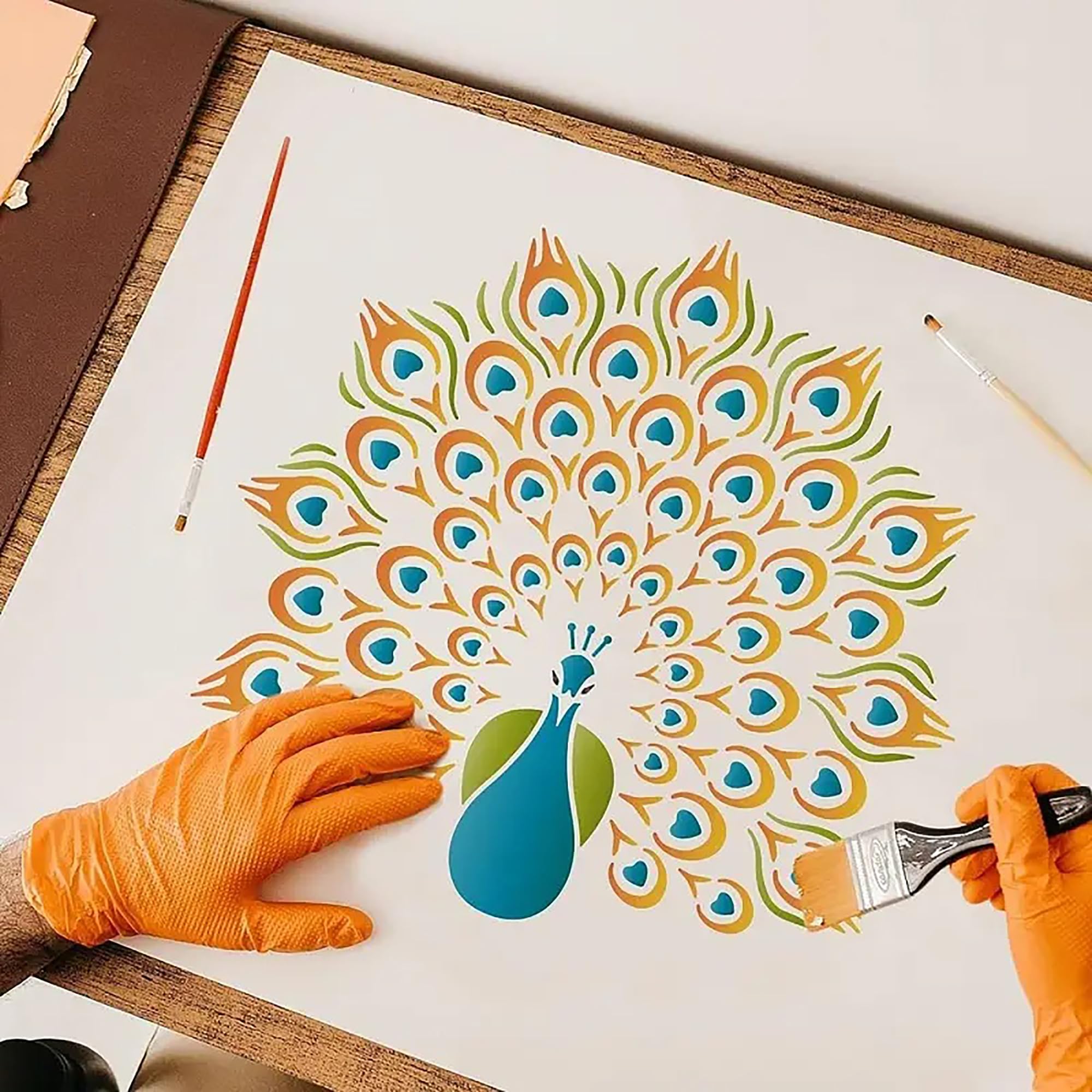 plastic peacock painting template