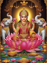 Cliths Laxmi Maa Wall Art Hindu Metal Print for Home, Office, Living Room Decor Divine Aluminum Frame with HD Waterproof Print, Festival Gift