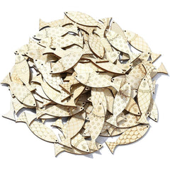 Cliths Pack of 20 Wooden Fish Cutouts Ocean Charm Crafts MDF Sea Animal Decor for DIY Wreaths Coasters