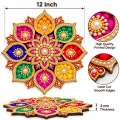 Printed MDF rangoli floor decoration for Diwali