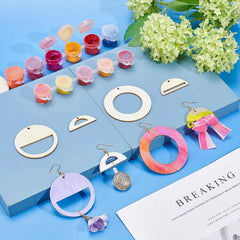 American Elm 120 Pcs Wooden Craft Pendants Set MDF Laser Cut Shapes for DIY Art & Jewelry Making Mixed Rings & Half-Round Shapes Hanging Ornaments for Kids