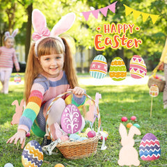 American Elm 10 Pcs Unfinished Wood Easter Egg Ornaments DIY Craft Kit Paintable Blanks for Spring Decor