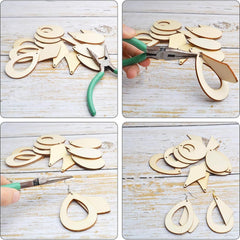Cliths Pack of 20 Wooden Earring Blanks 5 Style Mix Pine MDF Dangle Charms for DIY Jewelry Making Lightweight Craft Blanks