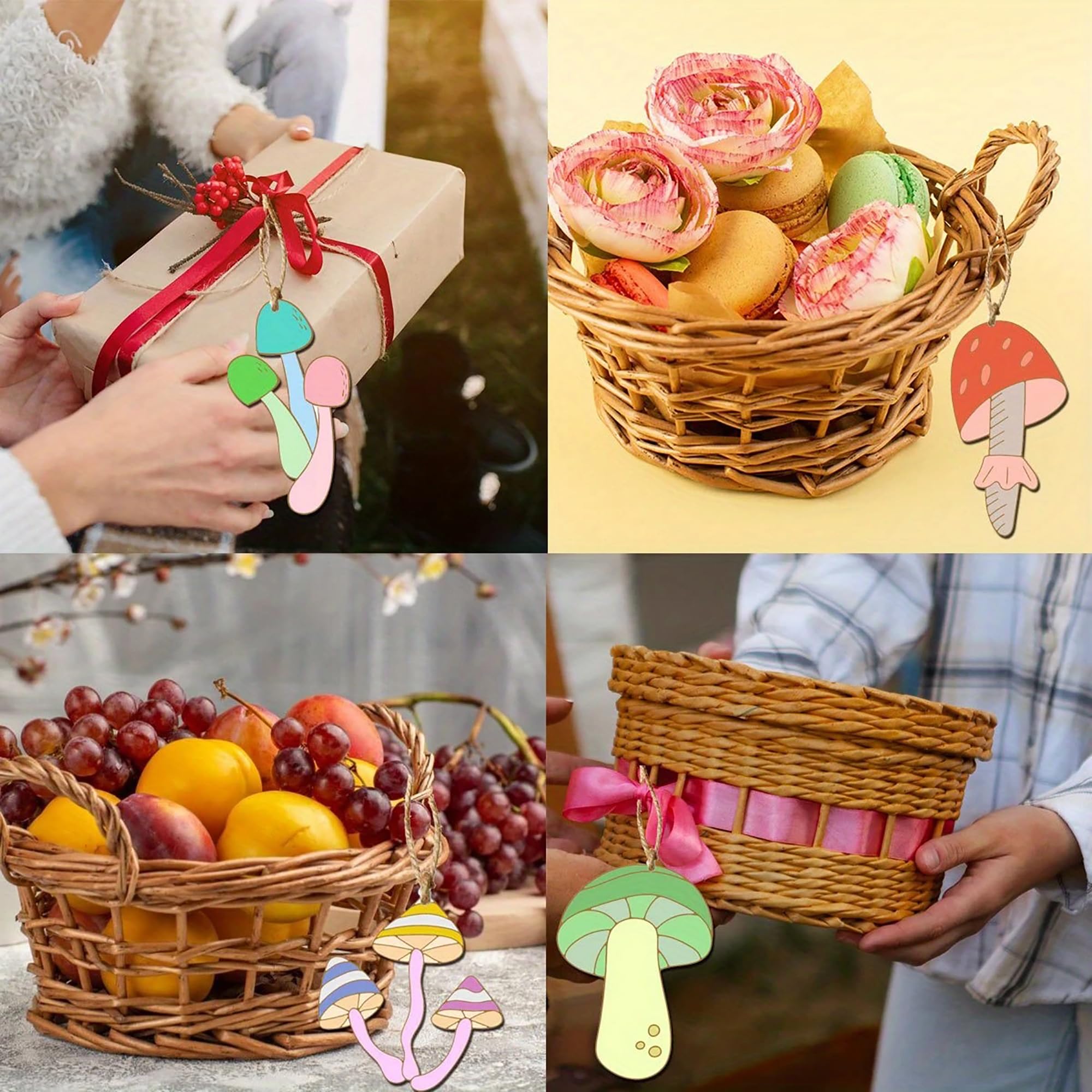 wooden mushroom set