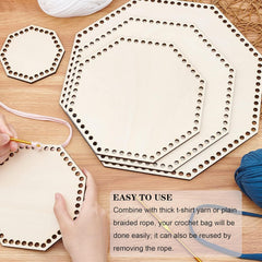 Cliths 5 Piece Hexagonal Wooden Basket Base Crochet Bottom Shapers MDF for DIY Crafting