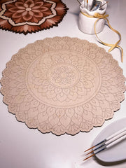 American Elm Mandala Art Therapy Kit Laser-Cut MDF Board Starter Supplies Adult Coloring & Painting Craft Set