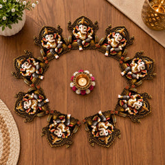 American Elm Pack of 9 Baby Ganesha Sunboard Cutouts for Car Dashboard, Home Temple, Door & Wall Hanging