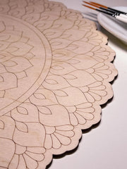 American Elm Mandala Art Therapy Kit Laser-Cut MDF Board Starter Supplies Adult Coloring & Painting Craft Set