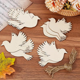 American Elm 20 Pcs Flying Bird Wooden Cutouts for DIY Craft Peace Dove Shape MDF Hanging Tags Blank Wood Ornament