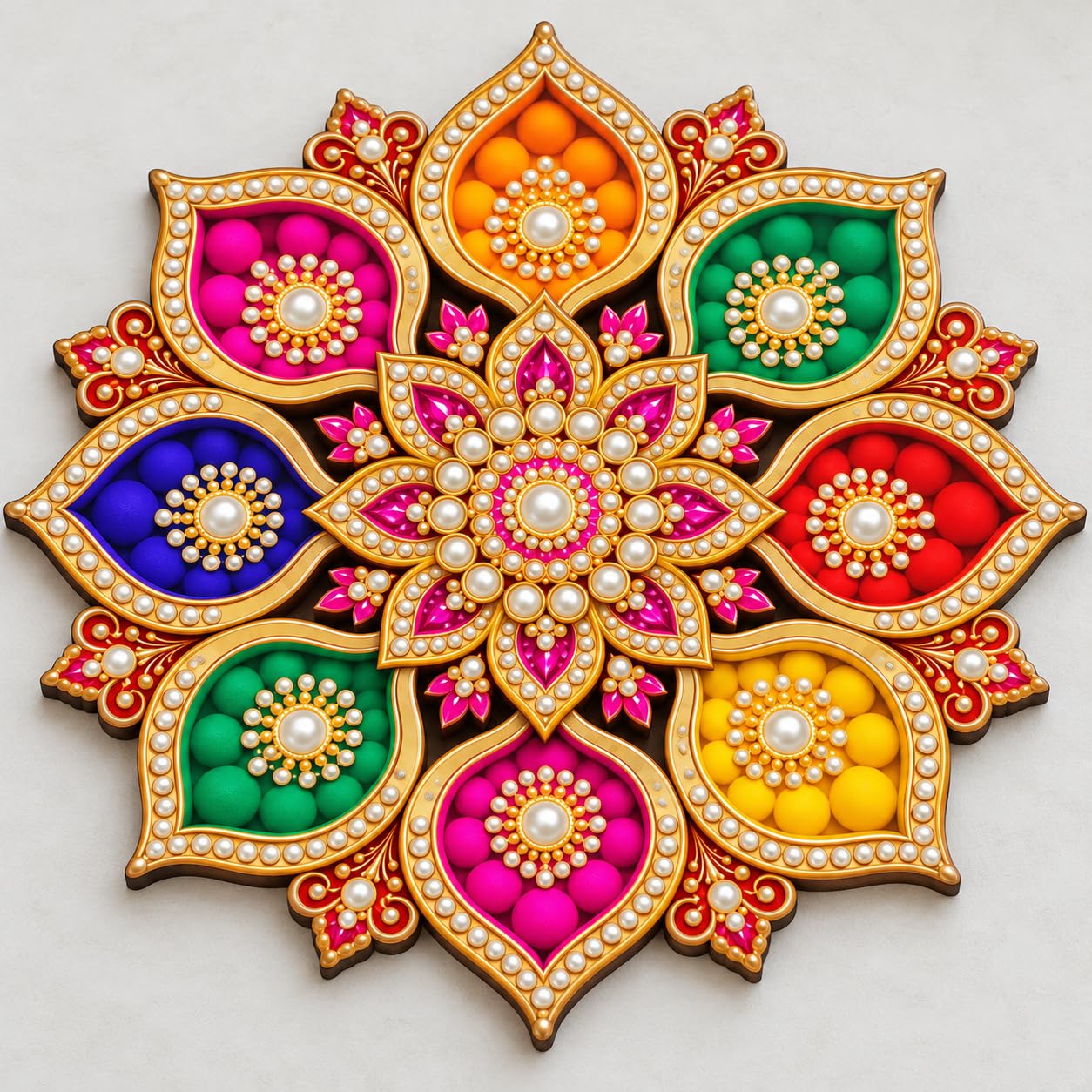 Colourful floor and table rangoli decoration