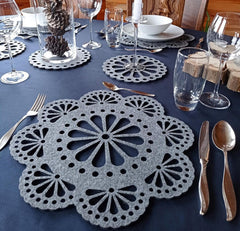Cliths 12 Piece Round Felt Placemat Set Table Mats Coasters Heat Resistant Dining Decor
