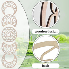 Wooden design elements with close-up details on a natural background