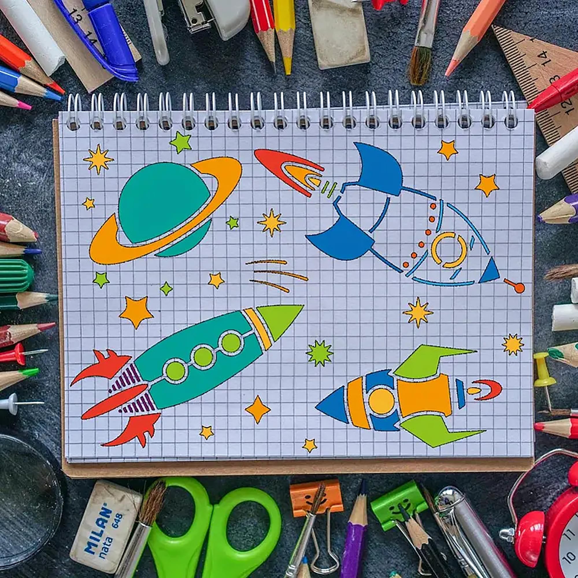 4-piece astronomy stencil kit