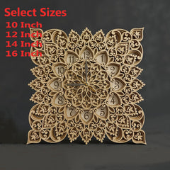 Cliths Multilayer Mandala Wall Clock MDF Decorative Clock for Living Room Wooden Home Décor