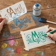 floral month name stencil