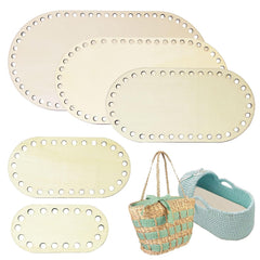 American Elm 5 Piece Oval Basket Bottom Set Wooden MDF Bases for DIY Crochet Bags & Storage Weaving Supplies