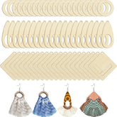 Cliths 60 Pcs Wood Earring Blanks Round, Teardrop & Square Shapes MDF Jewelry Making Kit for DIY Crafts