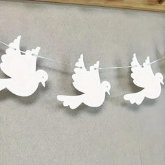 rustic felt dove garland for baby dedication celebration