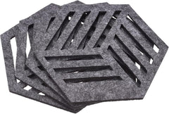 American Elm Hexagon Felt Coasters 12 Pcs Dark Grey Heat Resistant Drink Coasters for Cups, Pots, Bowls Felt Pads