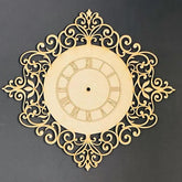 Decorative wall clock with intricate gold design on a dark background