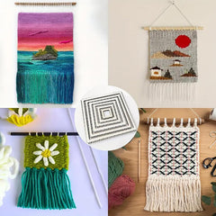 Cliths Wooden Square Weaving Loom Set of 6 Pcs Yarn Loom DIY Kit for Embroidery, Weaving, Macrame Crafts