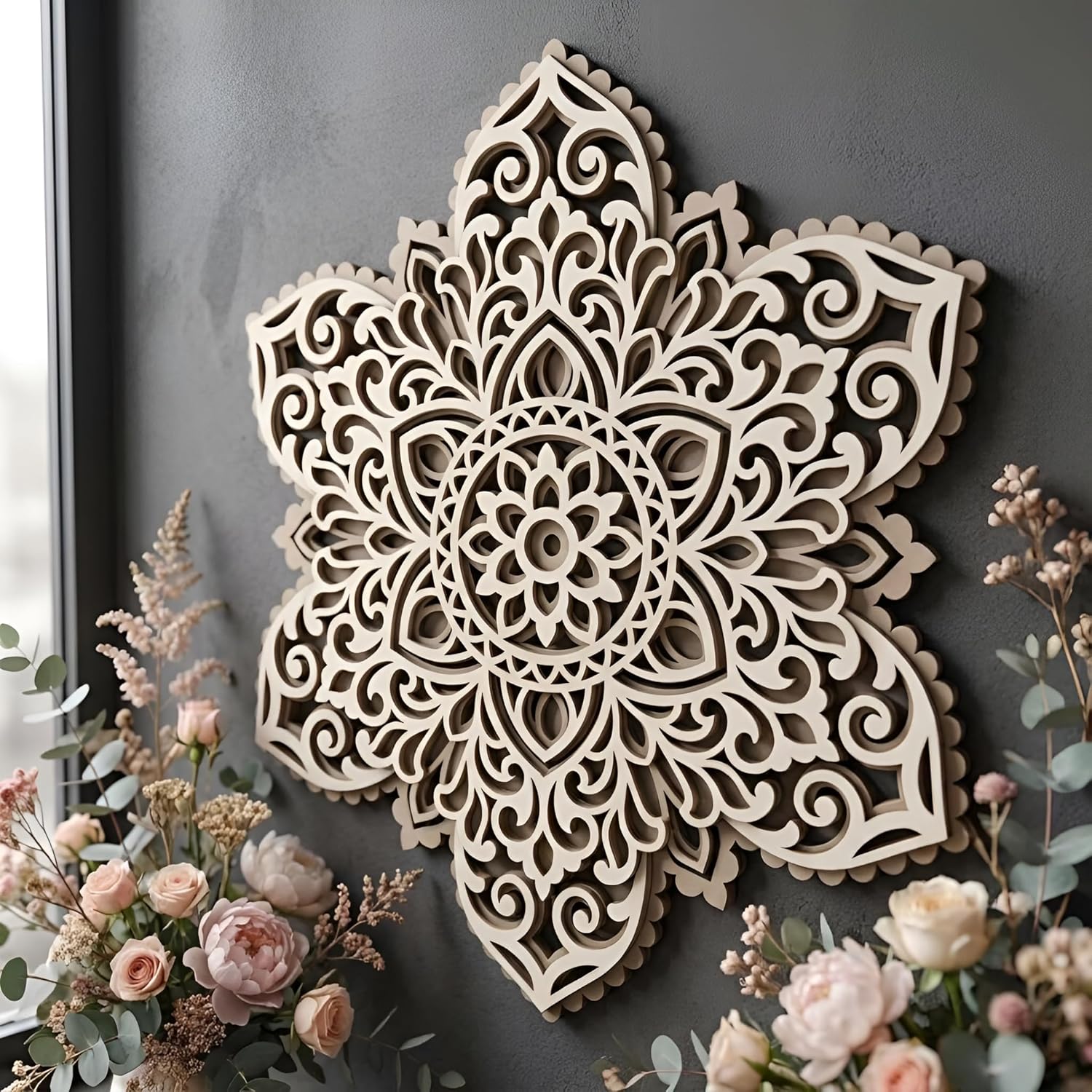 floral mandala wall art round