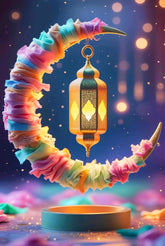 Cliths Islamic Moon Metal Wall Art Ramadan Eid Decor Aluminum Moon Muslim Home Office Decoration