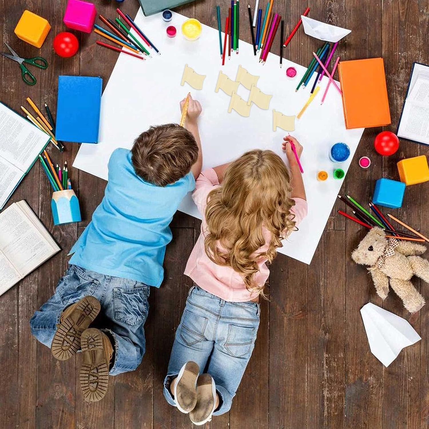flag shape wooden cutouts for school crafts