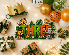 Three Birthday Sign for Cake Table