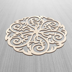 American Elm Victorian Mandala Wall Art Ornate Swirl Design in Birch Plywood, Elegant Wall Decor for Home