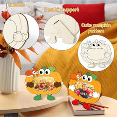 Cliths 6 Pcs Wooden Pumpkin Picture Frames DIY Craft Fall Decor Thanksgiving Tabletop Photo Frames