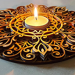 Cliths 3 Layer Mandala Tealight Candle Holder MDF Diwali Decor Festive Centerpiece for Home Table Decor