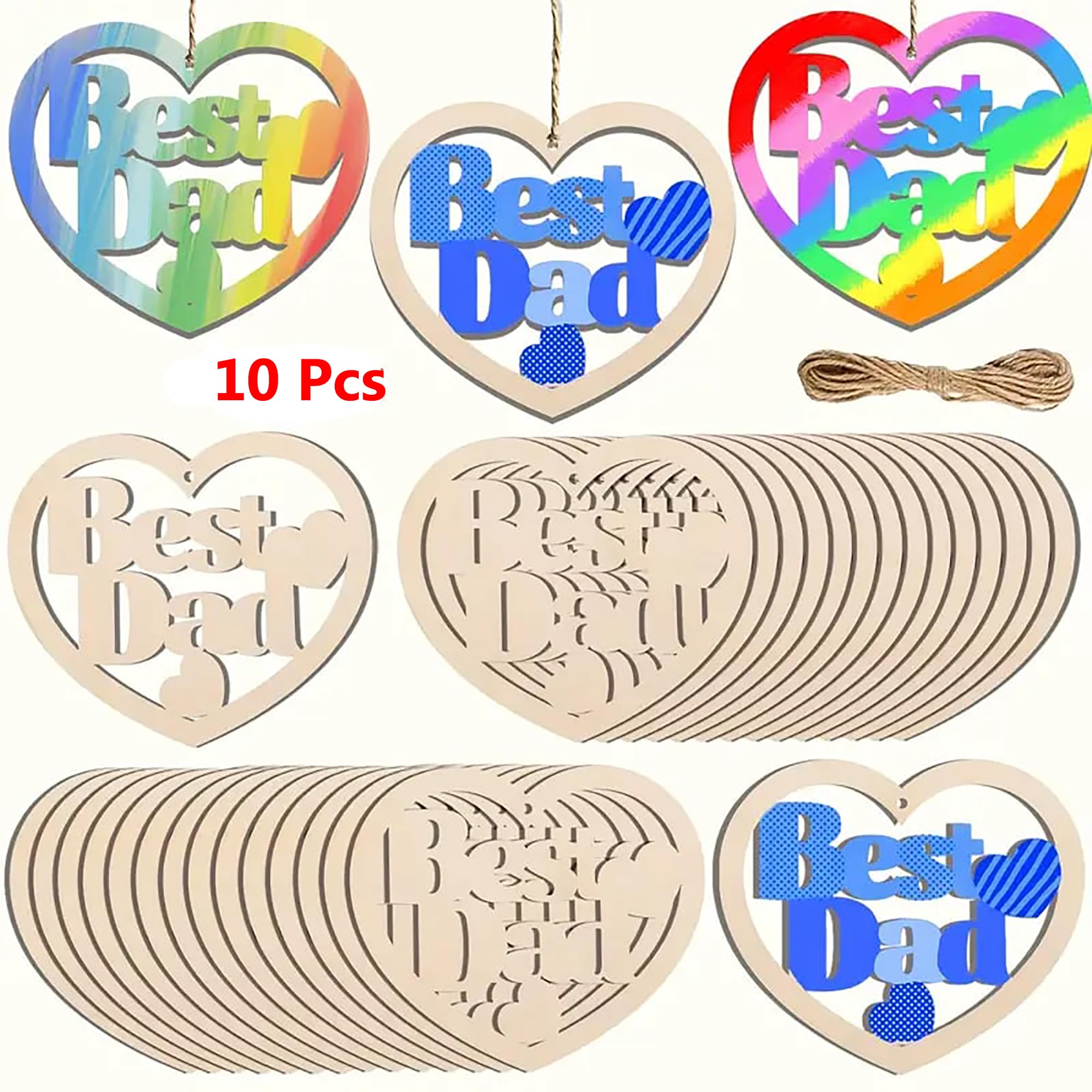 Unfinished wooden heart shapes for Father's Day crafts