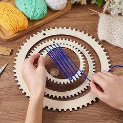 Cliths Round Gear Weaving Loom Kit DIY Wooden Frame for Tapestry Making Wall Hanging Crafts Knitting Tools for Beginners Kids Adults Woven Yarn Art Decor