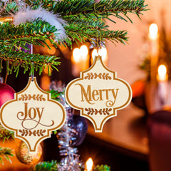American Elm 10 Pcs Unfinished Wide Bulb Ornaments DIY Craft Kit Christmas Decor Paintable Blank MDF with Cutout Designs