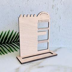 American Elm Wood Jewelry Stand Display Organizer for Rings, Necklaces & Earrings, DIY MDF Storage Rack