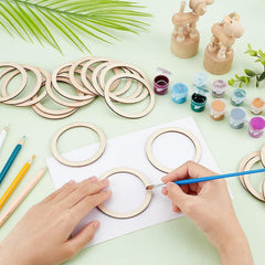 Cliths 30 Pcs Wood Rings MDF Circle Frames for DIY Crafts, Christmas Ornaments, Jewelry Making