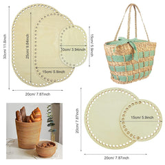 American Elm 5 Piece Wooden Basket Bottom Set Oval & Round MDF Bases for DIY Crochet Baskets & Crafts Weaving Supplies