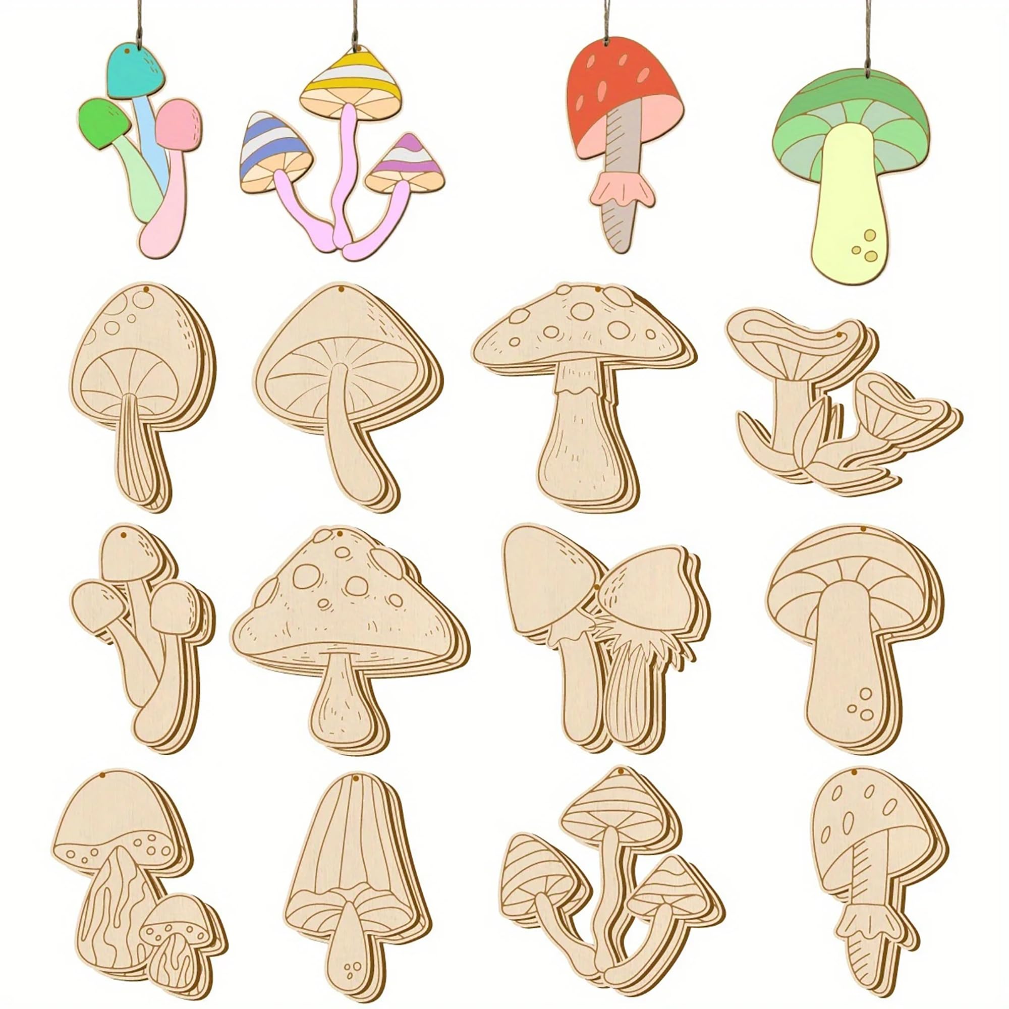 unfinished wood mushrooms