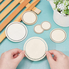 American Elm 6 Piece Mini Crochet Bag Bottom Set 3 Size Round MDF Bases for DIY Small Baskets & Crafts