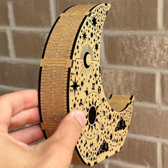 Cliths Wooden Moon Tealight Holder Ramadan Eid Night Light 3D Sun & Star Design Table Decor