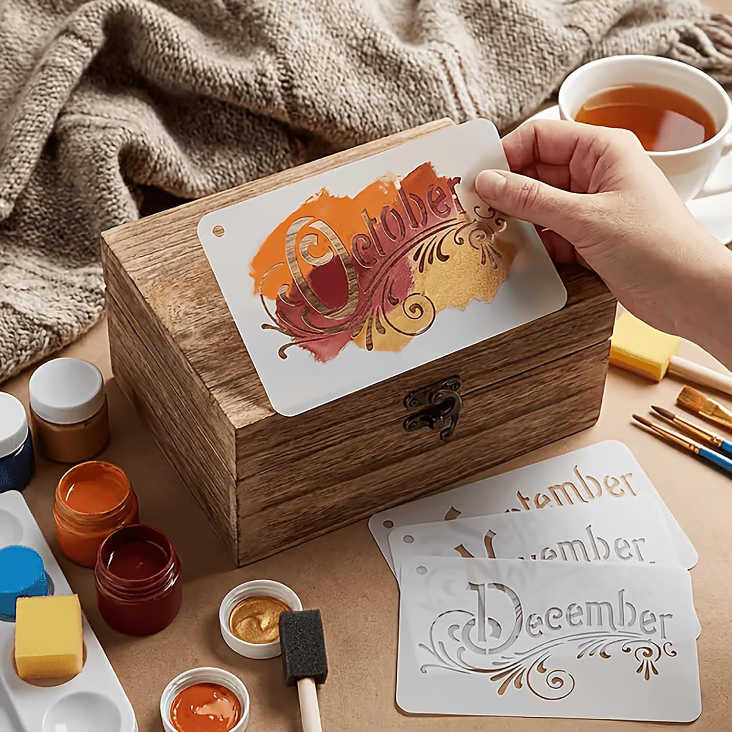 month stencil for wood painting